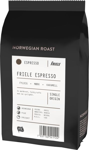 Kaffe Espresso 1/1 bønner UTZ 12x500gr.(skaffev.)  Friele